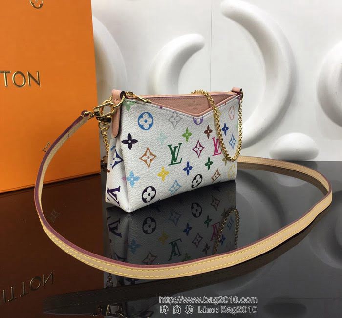 路易威登LV 頂級原單 M44037粉 Monogram Multicolore 三三彩帆布搭配柔軟粒面皮革 多功能包袋 單肩斜挎包  YDH2556